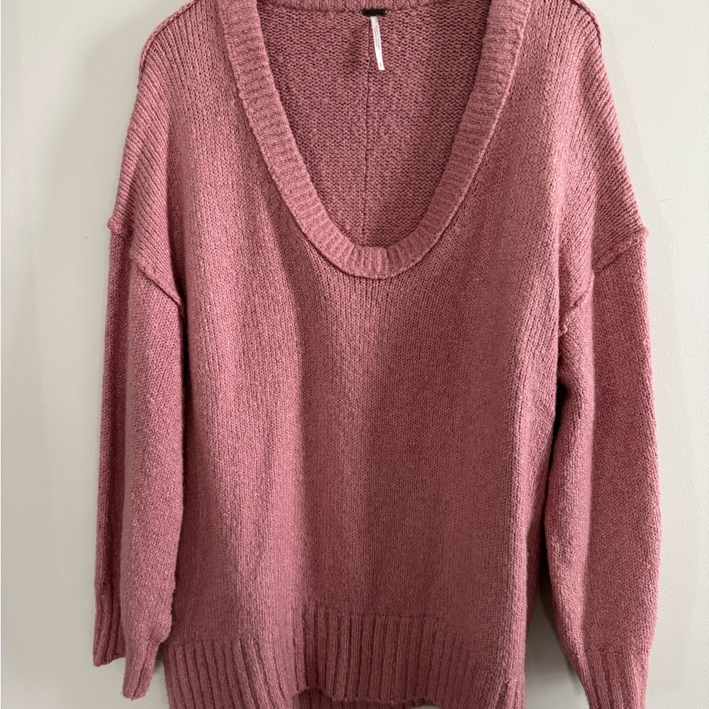 Free People Dusty Rose V-Neck Sweater
